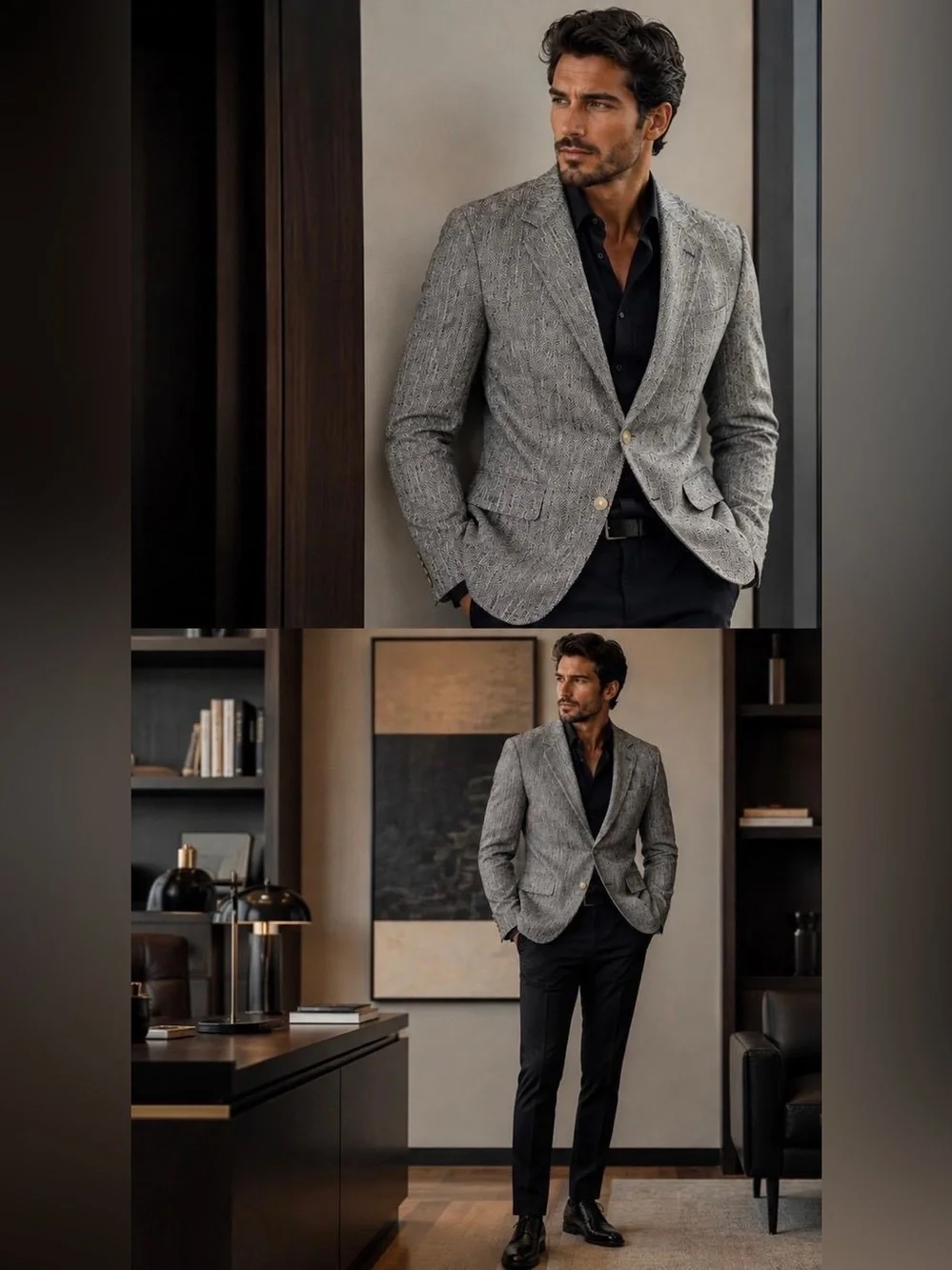 Men's Textured Gray Blazer - Tailored Sport Coat